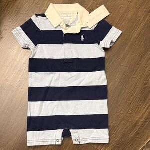 Ralph Lauren Navy and White Striped Romper